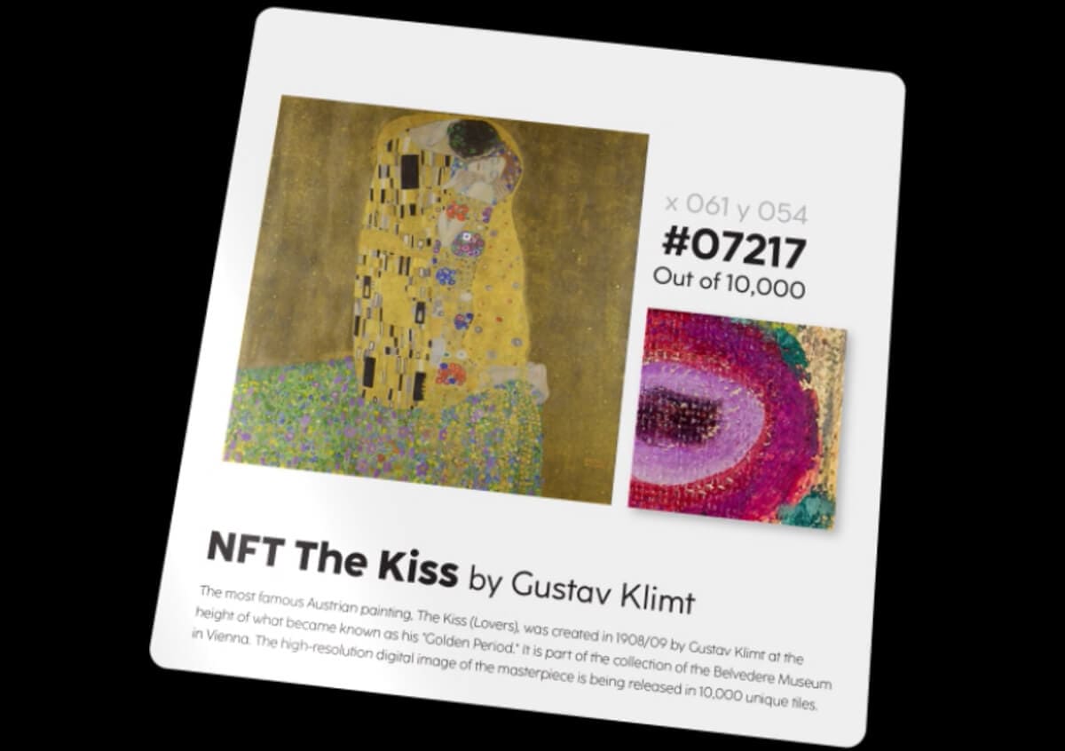 “Il bacio” di Gustav Klimt viene venduto a 10.000 NFT