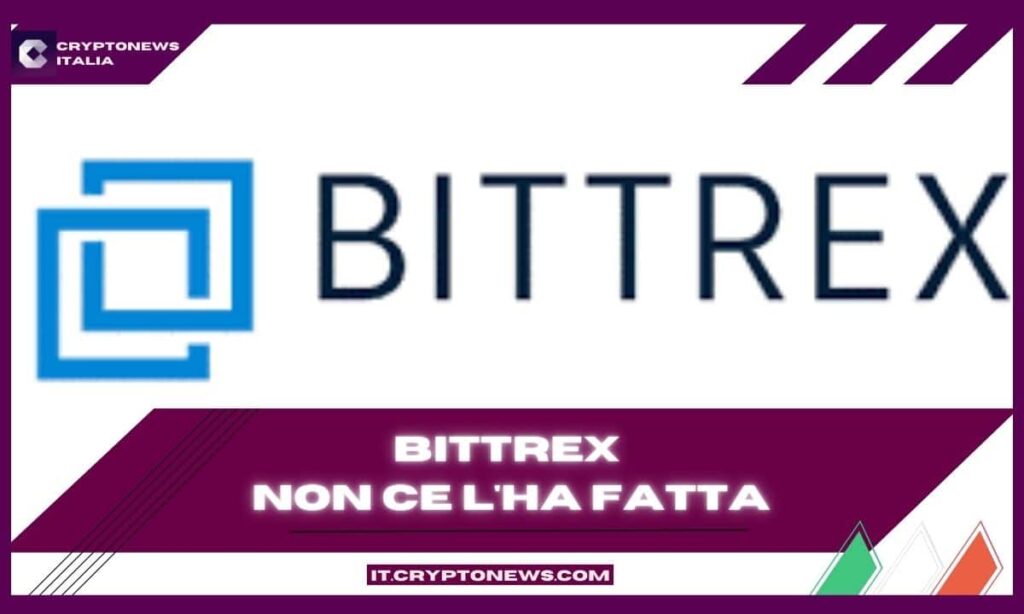 Cade un altro exchange: Bittrex presenta istanza di fallimento