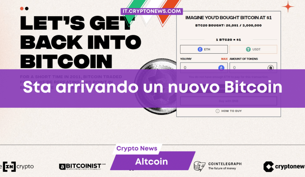 La prevendita della nuova criptovaluta BTC20 è iniziata