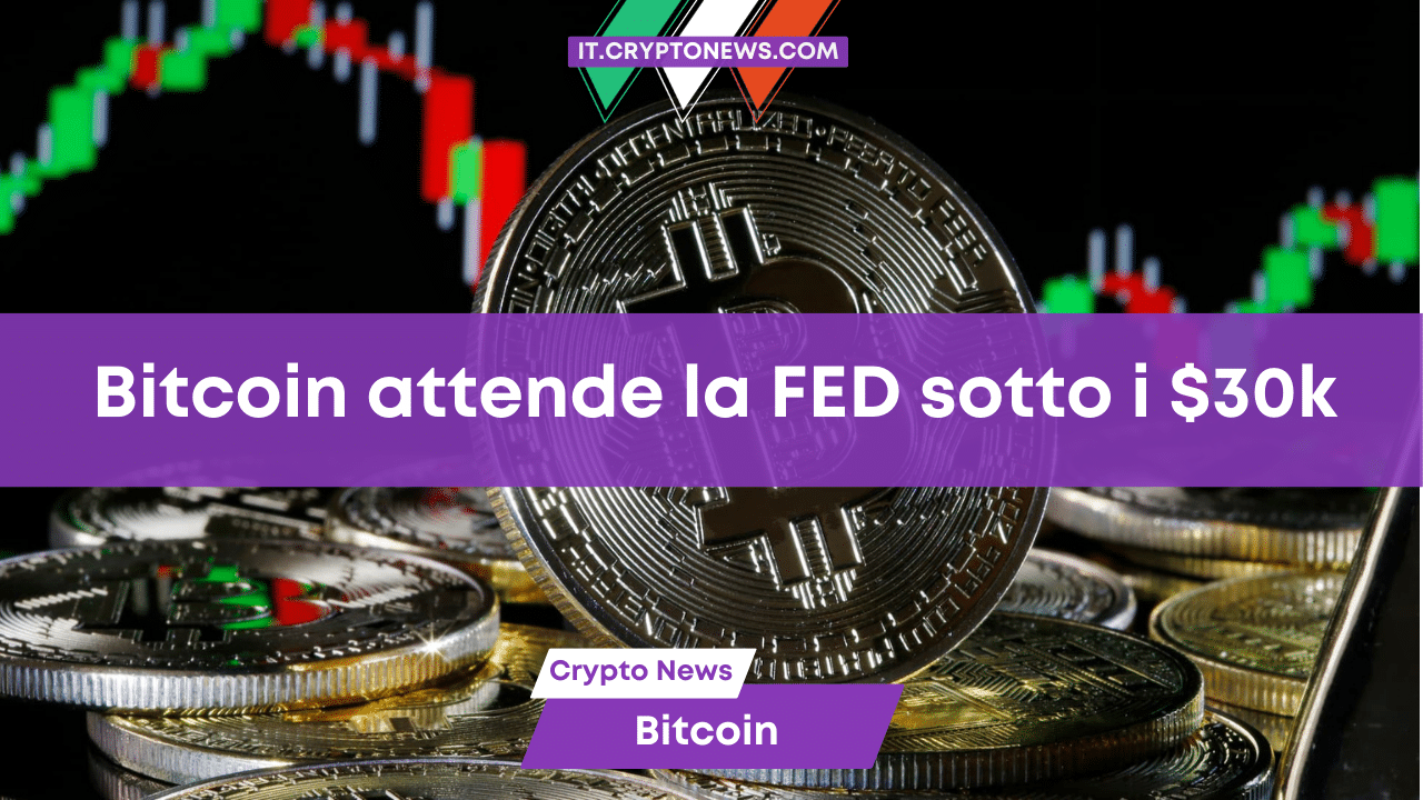 Bitcoin è fermo sotto i 30.000 dollari in vista di un potenziale rialzo dei tassi della Fed