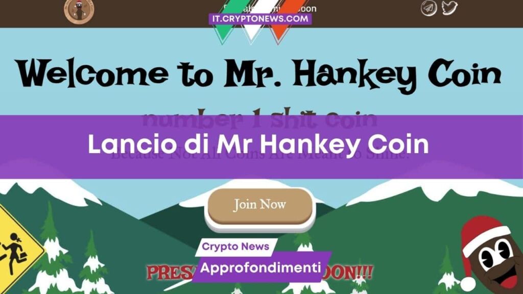 La frenesia per le meme coin continua! Mr Hankey Coin sta diventando virale