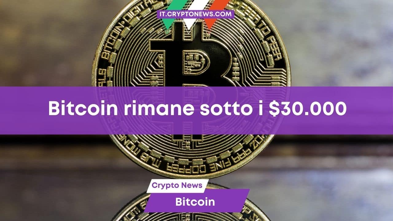 Bitcoin continua a stare sotto i $30.000! Possibile ripresa?