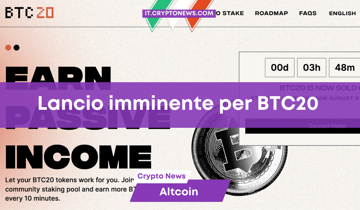 Bitcoin risale a 30.000 dollari ma BTC20 offre da oggi redditi passivi con lo staking!