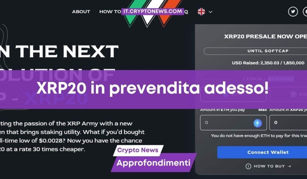 XRP20 è una prevendita da tenere d’occhio: esploderà del 22.700% come XRP?