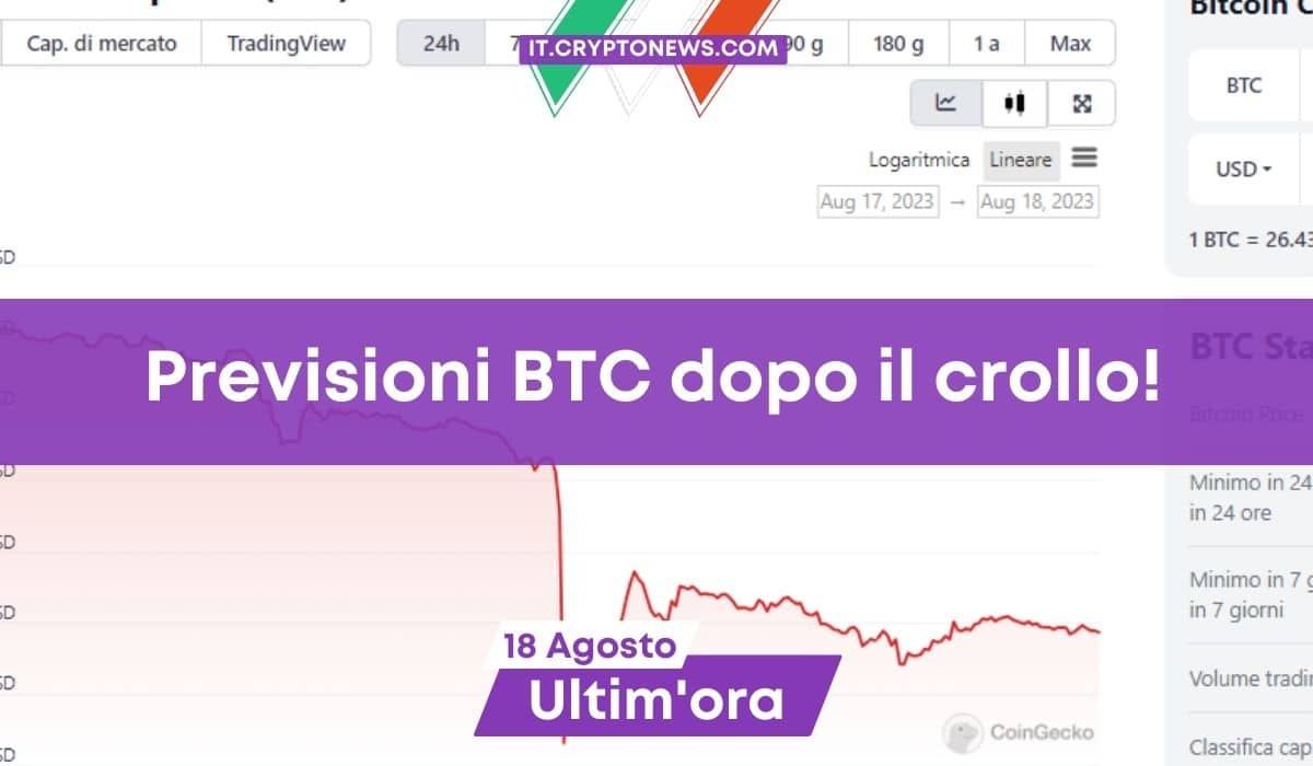 Previsioni Bitcoin dopo il crollo di questa notte: ripresa in vista?