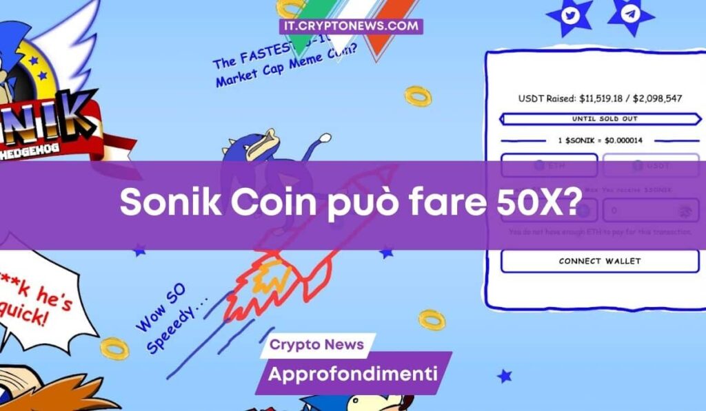 Sonik Coin può fare 50X ? Questa nuova meme coin vola verso i 100 milioni di dollari