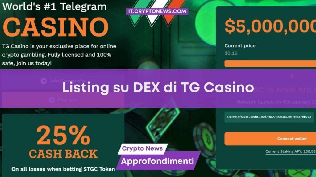 TG.Casino è pronto per il lancio su DEX: oggi alle 19.00 in Italia!