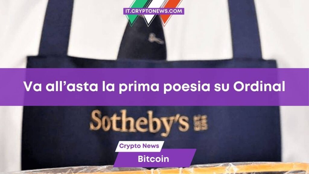 Venduta all’asta la prima poesia su un Ordinals di BTC