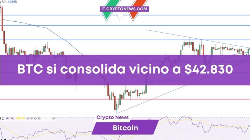 Previsioni prezzo Bitcoin: BTC si consolida vicino a $42.830 e Cathie Wood lo paragona all’oro