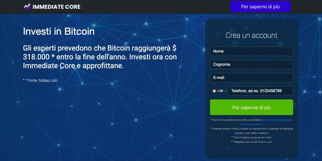 La recensione di Immediate Core Review – Scam o piattaforma di trading crypto sicura?