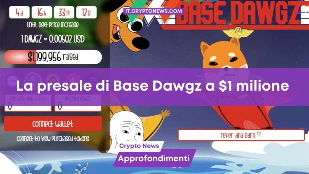 La prevendita di Base Dawgz ha raggiunto 1 milione di dollari