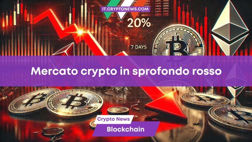 Mercato crypto ancora in rosso: BTC ha perso il 10% ed Ethereum il 22% in 7 giorni