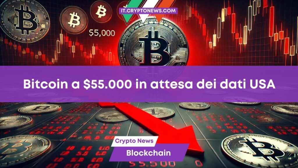 Bitcoin scende a 55.000 dollari e il mercato crypto torna in rosso