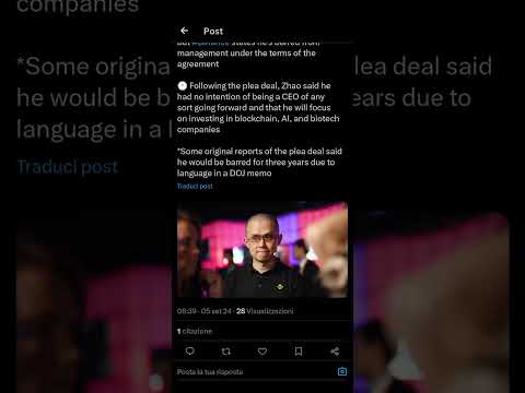 CZ bannato da Binance