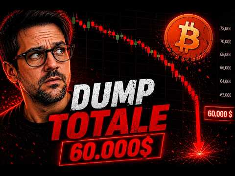 DUMP TOTALE! BITCOIN VERSO I 60.000$, SIAMO SOTTO LA TRENDLINE STORICA! IL TARGET FINALE E’ QUESTO!